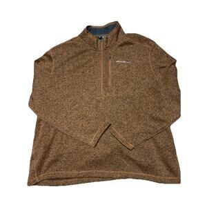 Eddie Bauer Sweater Mens XXXB Orange Big 1/4 Quarter Zip Outdoors Fleece 3XB